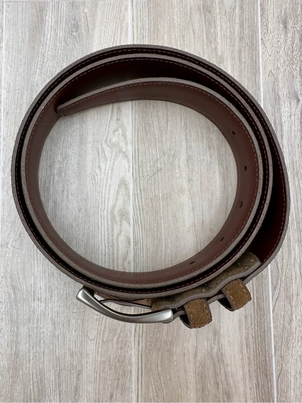 Torino Leather Company European Whiskey Brown Suede Belt 54457 Made In USA Sz 40